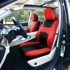 FH Group Car Seat Covers Front Set Red Cloth - Seat Covers for Low Back Car Seats with Removable Headrest, Universal Fit, Aut