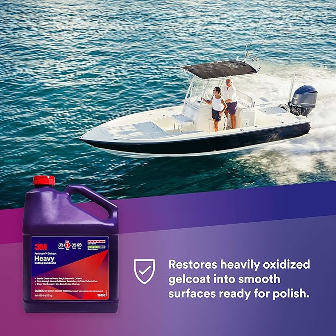3M Perfect-It Gelcoat Heavy Cutting Compound, 36103, 1 Gallon, Fiberglass Oxidation Remover for Boats and RVs