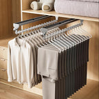 2 Pack Pull Out Closet Rod, 15.7inch Heavy Duty Pants Rack, Adjustable Clothes Hanger Rail, Space Aluminum Valet Rod, Top Mou