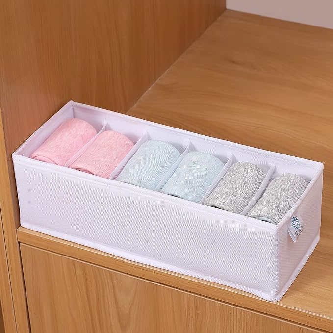 Qozary 3 Pack Sock Underwear Drawer Organizer Dividers, Collapsible Cabinet Closet Storage Boxes for Clothes, Socks, Lingerie