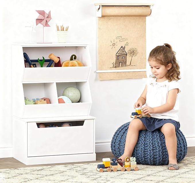 UTEX Kids Toy Storage Organizer, Bookshelf for Kids and Bookcase with Drawer, Children Open Storage Cubby for Playroom Nurser