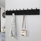 Dseap Coat Rack Wall - Heavy-Duty 38-1/4" Long, with Reinforced 10 Custom Tri-Hooks, Solid Wood Wall Hanger for Coats Hat Jac