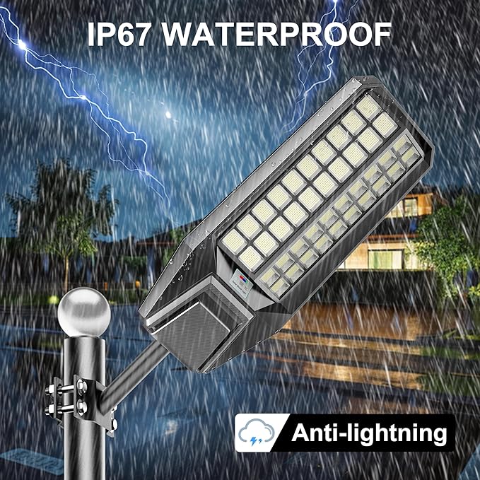 loyoele 900000LM 10000W Solar Street Lights Outdoor – LED Solar Light with Motion Detection, Dusk to Dawn, Weatherproof, Ideal for Security Lighting in Driveways and Parking Lots