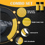 CAR PASS Universal 13PCS 3D Air Mesh-100% Breathable Seat Covers Full Sets Steering Wheel&Belt Cover Airbag and Rear Split Bench Compatible for 90% Automotive SUV Truck Cute Women Black Yellow