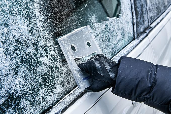 FrostGuard Scrape Buddy Car Ice Scraper Scrape with a Smile - Quickly Remove Frost, Ice and Snow from Your Vehicle Windows and Wiper Blades - Acrylic with Comfort Neoprene Sleeve - Clear Frost