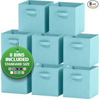Storage Cubes Pack Of 8 - Standard Size Cube Storage Bin 10.5x10.5x11 With Dual Handles For Easy Carrying- Fabric Storage Bin
