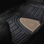 FH Group Automotive Floor Mats - Heavy-Duty Rubber Floor Mats for Cars, Universal Fit Full Set, Climaproof Floor Mats, Trimmable Floor Mats for Most Sedan, SUV, Truck Floor Mats Beige