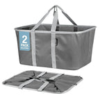 CleverMade Collapsible Laundry Tote 2-Pack (50L) – Foldable Carry-All Storage Bin for Laundry, Car Trunk, RV, Dorm & Home Org