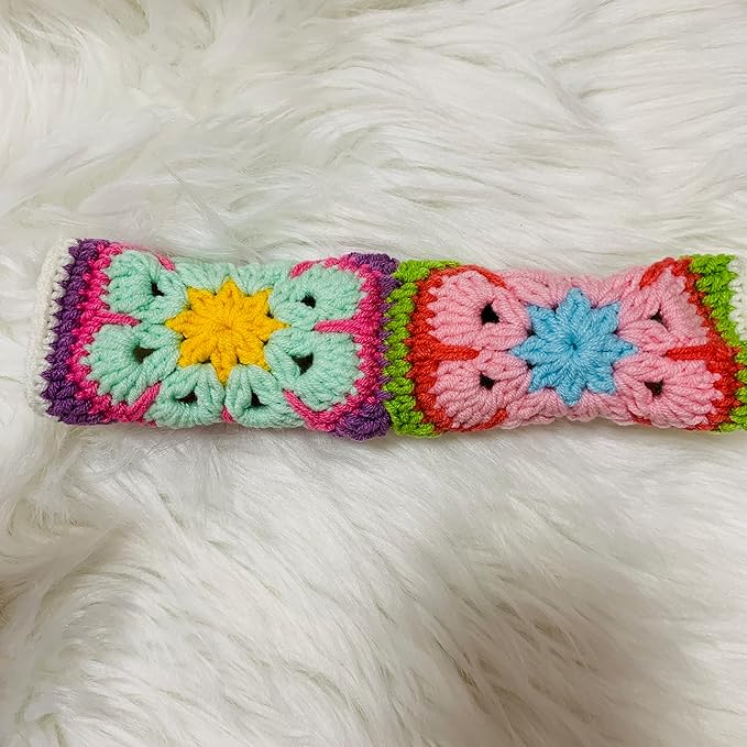 Handmade Crochet Steering Wheel Cover, Galsang Flower Flower. (Steering Wheel Cover + 2 Seat Belt Cover)