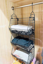 3 Tier Hanging Foldable Wire Baskets Closet Organizer Clothes Shelves Countertop Caddy Bin Wall Mount Shelf Storage Basket fo