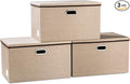 PRANDOM Extra Large Collapsible Storage Bins with Lids [3-Pack] Linen Fabric Foldable Storage Baskets Boxes Organizer Contain