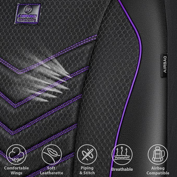 CAR PASS 3D Foam Mesh Leather Car Seat Covers Front Seats, Breathable Front Seat Cover for Cars, Comfortable Universal Fit fo