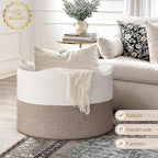 INDRESSME 115L Extra Large Blanket Basket, Soft Cotton Rope Storage Basket for Organizing, Home Decor, Toys, Laundry & Towels