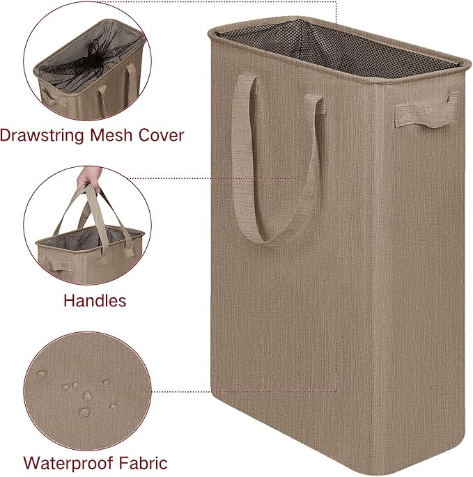 efluky Slim Laundry Basket, Narrow Laundry Hamper with Handles, Collapsible Dirty Clothes Hamper, Tall Laundry Bin for Laundr