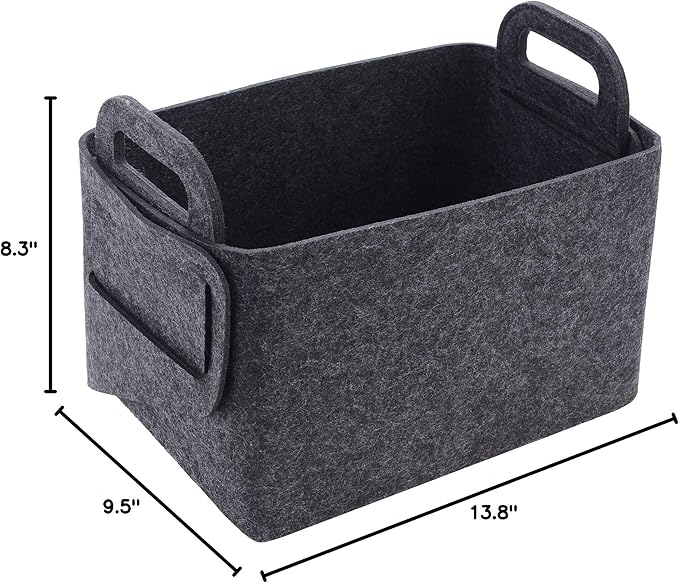 Storage Basket Felt Storage Bin Collapsible& Convenient Box Organizer with Carry Handles for Office Bedroom Closet Babies Nur