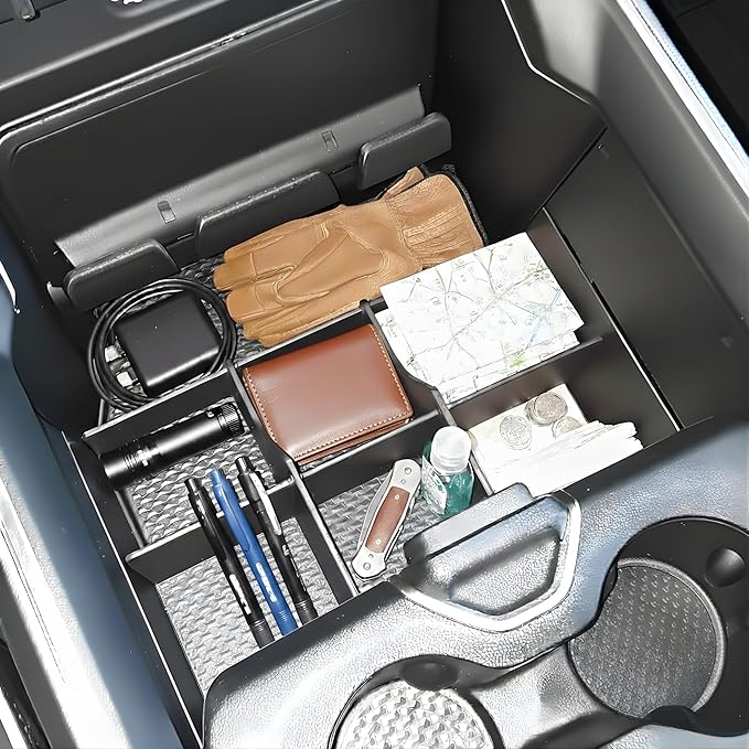 Vehicle OCD - Lower Center Console Organizer for RAM 1500/2500/3500 (2019-2026) (NOT for Classic, Longhorn, Limited) (NOT for TRX, RHO, Rebel GX with console mounted shifter) - Made in USA - SLX161