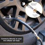 JACO Lightning S2X Tire Inflator Hose Extension Self Locking Nozzle | Patented Lock-on Air Hose Adapter for Tire Pumps (Open Flow)