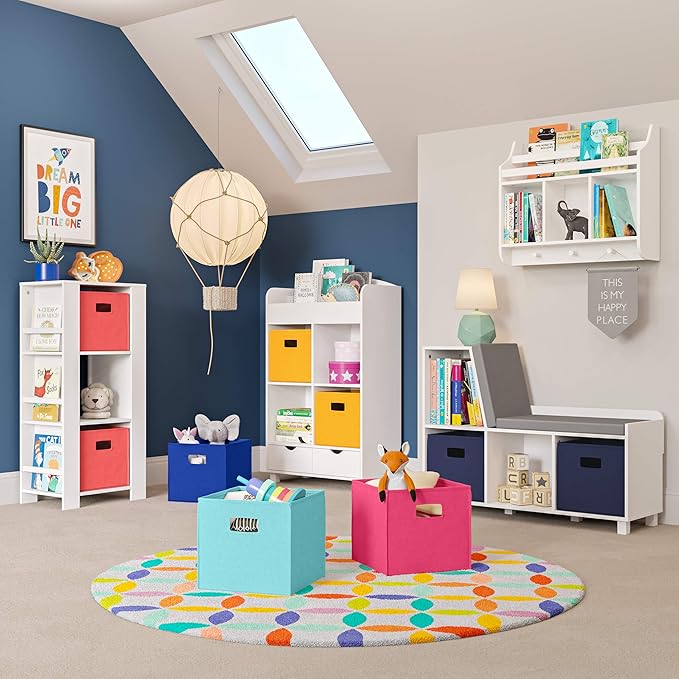 RiverRidge Folding Storage Bins with Handles Aqua Cube Storage Organizer for Closet, Bedroom & Playroom - Closet Organizers a