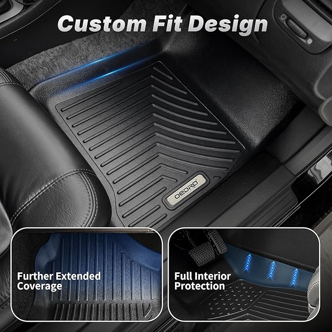 OEDRO Floor Mats for Chrysler Pacifica 2017-2025 2026 (No Hybrid Models), Fit 7 and 8 Passenger Model, 3D Custom All-Weather Protection Full Set TPE Floor Liners