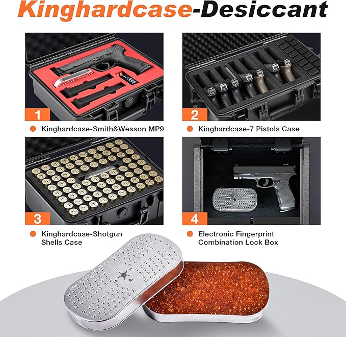 Pistol/Gun/Ammo Case Safe Dehumidifier Silica Gel with Rechargeable Beads, Compact Design and Various Sizes for Vault