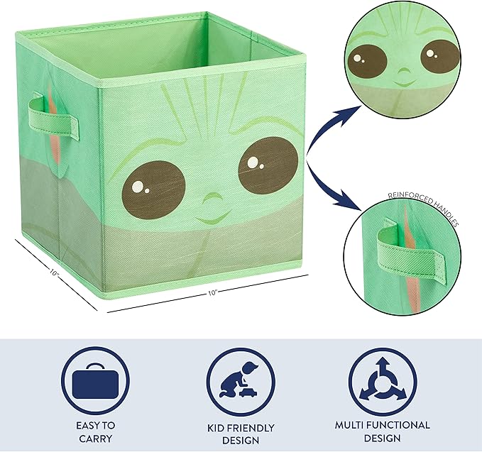 Star Wars The Mandalorian Grogu aka The Child Collapsible Storage Cubes, Set of 2, 10"x10"