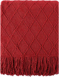BATTILO HOME Christmas Decor Red Throw Blanket for Couch, Boho Bed Throws for Foot of Bed, Decorative Red Throws for Sofa Liv