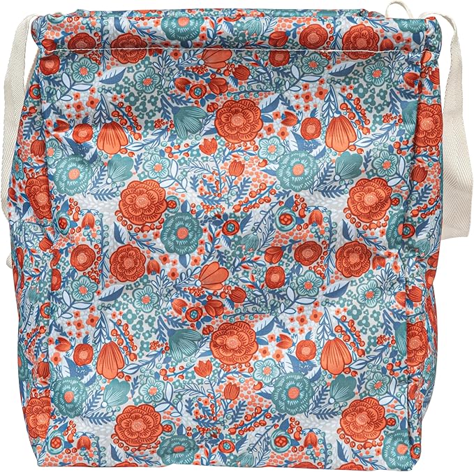 Household Essentials Large Canvas Utility Tote Bag with Handles | Collapsible Storage Basket for Laundry, Groceries, College, Beach, Car & More | Water-Resistant Lining | 11"x22"x13"