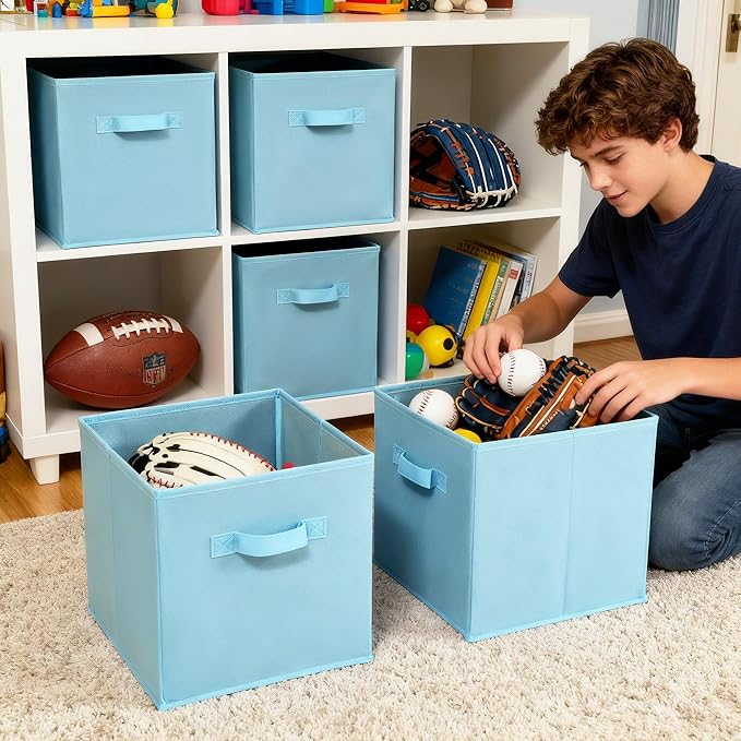 GRANNY SAYS Cube Storage Organizer, 11 Inch 6 Pack Storage Cubes with Handles, Toy Storage Bins for Boys Kids Room, Foldable 