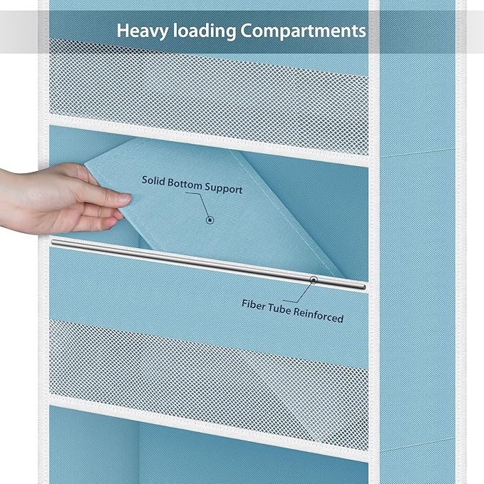 Univivi 5-Shelf Fabric Door Storage Over Door Hanging Organizer with 4 Large Pockets and 3 Small PVC Pockets Nursery Closet C