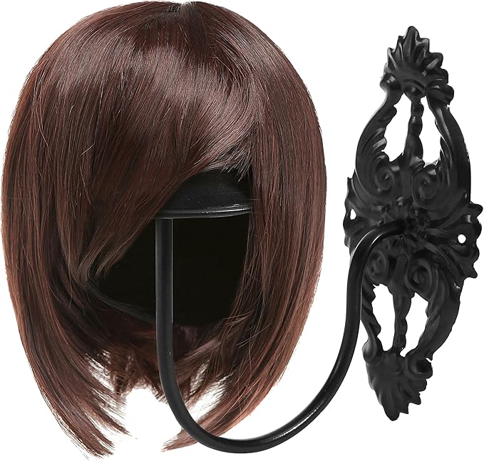 MyGift 2 Pcs Hat Holder, Cowboy Hat Rack Display Wall Mounted, Baseball Cap Organizer, Wig Helmet Hanger for Wall, Black Meta