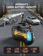 AstroAI H2 Pro Tire Inflator Portable Air Compressor Fully Upgraded Cordless Tire Inflator with DC 12V & Battery Dual Power Supplies Fast Inflation Air Pump for Car Tires Motorcycles Yellow