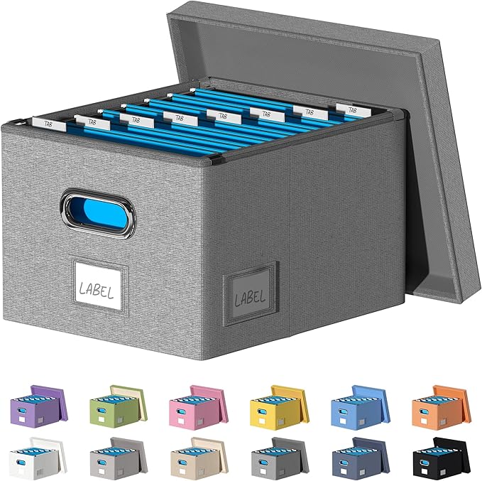 File Organizer Collapsible Storage Box for Office File Box with Lids Document Organizer for Office and Home Easy Slide Durabl