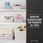BINO | Woven Plastic Basket | Small (Natural Grey), 4-Pack | THE JUTE COLLECTION | Home Organization, Space - Saving Storage,