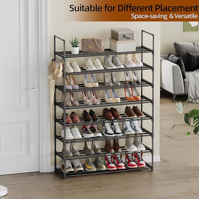 Shoe Rack, 8 Tier Tall Shoe Rack for Entryway, Shoe Orhanizer for Closet, Shoe Shelf, Shoe Stand for Front Door Entrance, Clo