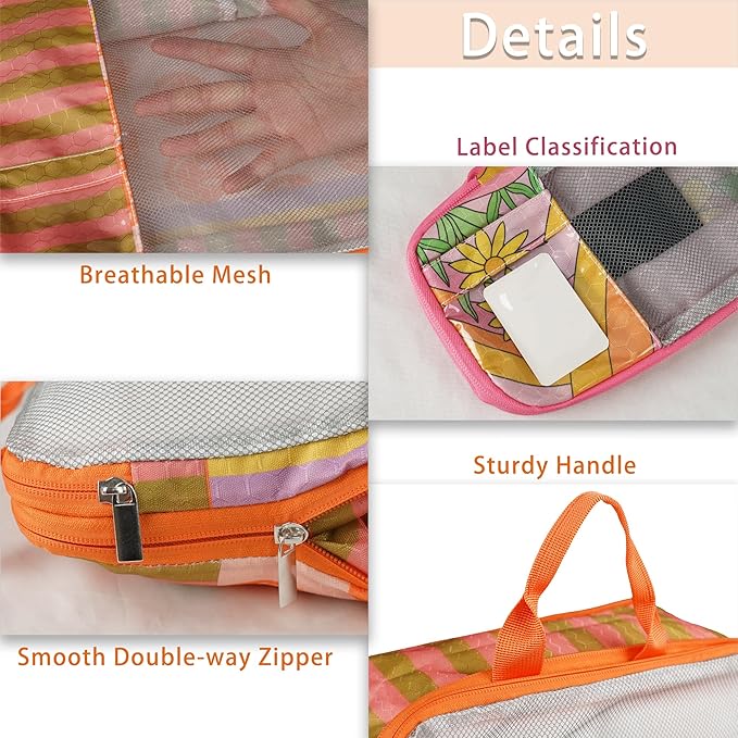 7 Pcs Compression Packing Cubes for Travel Luggage, Lightweight Suitcase Organizer Bags Set, Compression Packaging Cube for T