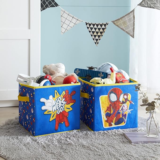 Marvel Spidey and His Amazing Friends Set of Two Spacious Collapsible Storage Cubes, 10"x10"