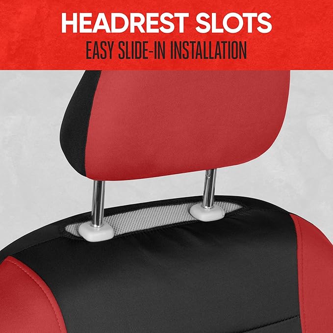 Motor Trend Red Cloth Car Seat Covers for Front Seats – Premium Automotive Bucket Seat Covers, Made for Vehicles with Removab