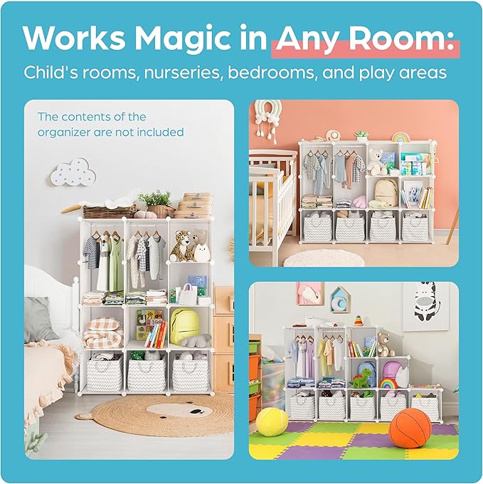 CUBEDIY Baby Closet Organizer for Nursery: Durable Baby Wardrobe for Closet - Customizable Baby Dresser Amoire Shelves - Wate