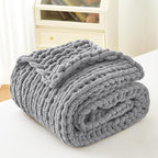 Admitrack Chunky Knit Blanket Throw, 100% Hand Knit Chenille Throw Blanket for Sofa & Home Decor, Soft and Cozy Knitted Throw