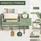 Rebee Vision Farmhouse Key Holder Wall Mount with Mail Sorter - Stylish Mail Organizer with Key Hooks and Drawer Organizer fo