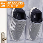 MISSLO 35 Large Pockets Over The Door Shoe Organizer Sturdy Oxford Fabric Hanging Shoe Rack for Door Mesh Closet Shoe Holder 