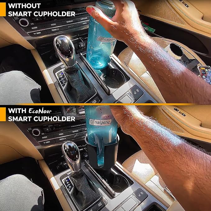 EcoNour Car Cup Holder Expander | Fits 32/40 oz Hydro Flasks, Yeti, Nalgene & Large Bottles up to 3.8" | Universal Cup Adapte