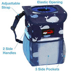 EPAuto Waterproof Car Trash Can with Lid and Storage Pockets, 1.8 Gallon, Blue