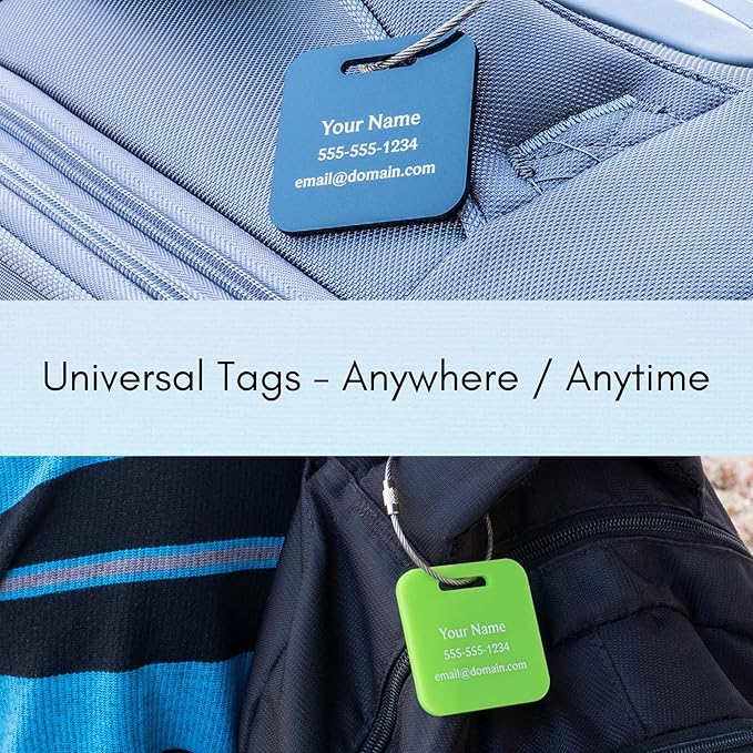 Custom Luggage Tags (3 or 6 Pack) - Personalized Unique Suitcase & Backpack Travel, Durable, Waterproof & Heavy Duty (Dark Bl