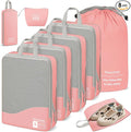 Compression Packing Cubes 8 Set, Dual Zipper Compression Packing Cubes for Travel, See-Through Mesh Packing Bags for Suitcase