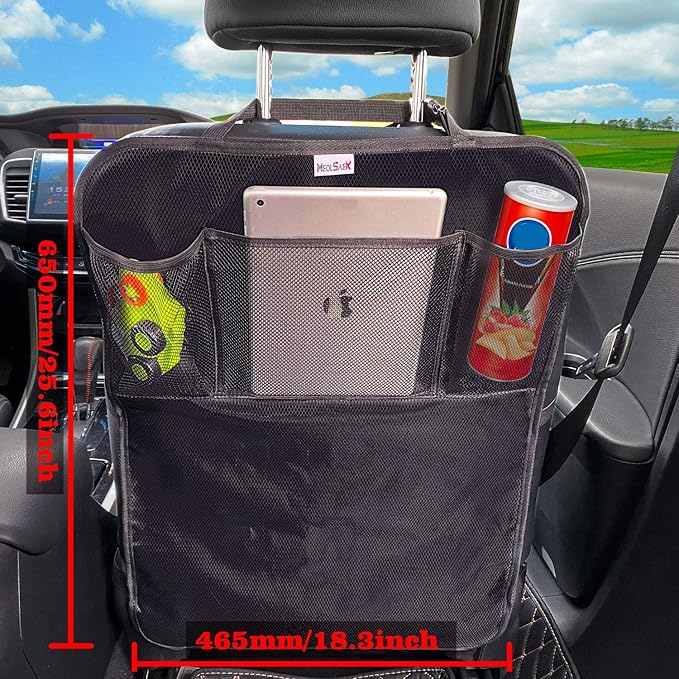 Meolsaek Kick Mats Back Seat Protector, Waterproof Oxford Seat Back Protector, Car Seat Back Protector for Kids, Back of Seat Protector for Kids Feet Car Seat (Black B -2pc)
