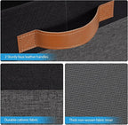 Large Fabric Storage Bins, Foldable Fabric Storage Baskets for Shelves, Sturdy Storage Boxes with PU Handles for Organizing C