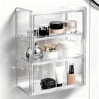 Wall Mount Adhesive Medicine Cabinet,Waterproof Small Bathroom Wall Cabinet with Detachable Partitions,Self Adhesive Farmhous
