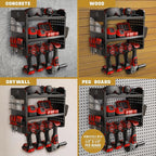 BUILTSTRONG Power Tool Organizer Wall Mount - 3-Tier Heavy-Duty Metal Hand Tool Storage Rack, Utility Racks, Drill Holder, Pe