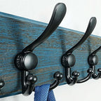 Dseap Coat Rack Wall Mount - Heavy-Duty Robust Barnwood-Style Wooden Wall Coat Hanger Hook Rail with 5 Triple Hooks for Winte